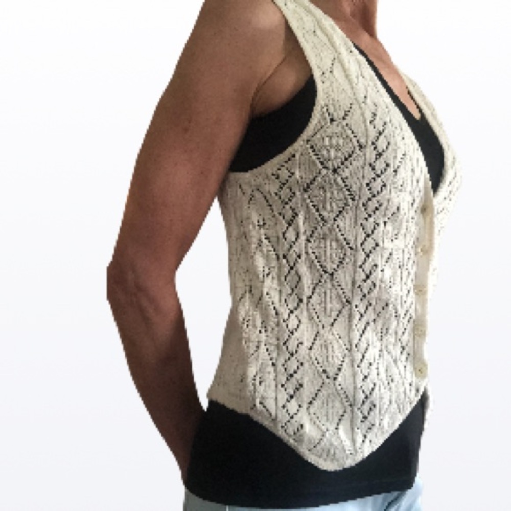 Pierre Cardin Tan Eyelet Button Up Vest